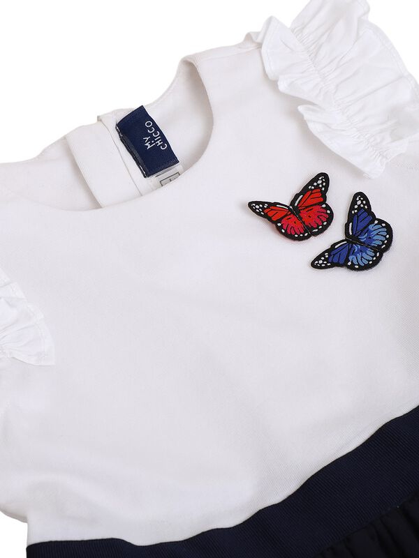 Girls White Short Sleeve Knitted Dress image number 2